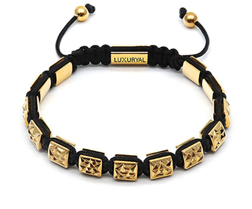 Luxury Golden Squares With Macrame Cord