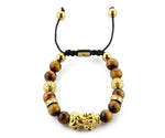 Golden Lucky Pixiu Dragon With Tiger Eye Stones (PVD)