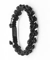 Gunmetal Black Skulls With Macrame Cord