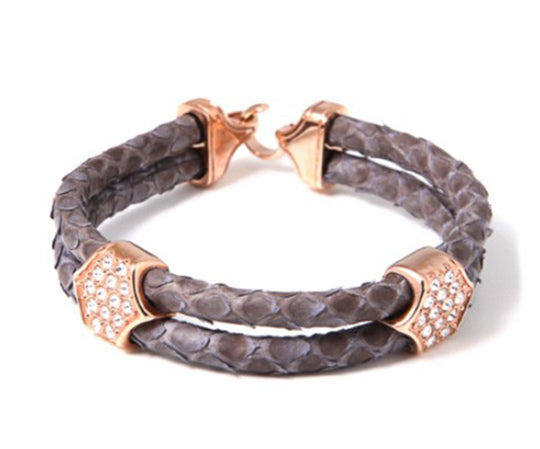 Luxury Cuff Python Leather Bracelets - Infinity Red Python Golden