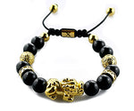 Golden Lucky Pixiu Dragon With Black Onyx Stones (PVD)