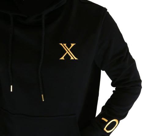 BLACK WITH GOLD EMBROIDERED HOODIE (REGULAR STYLE)