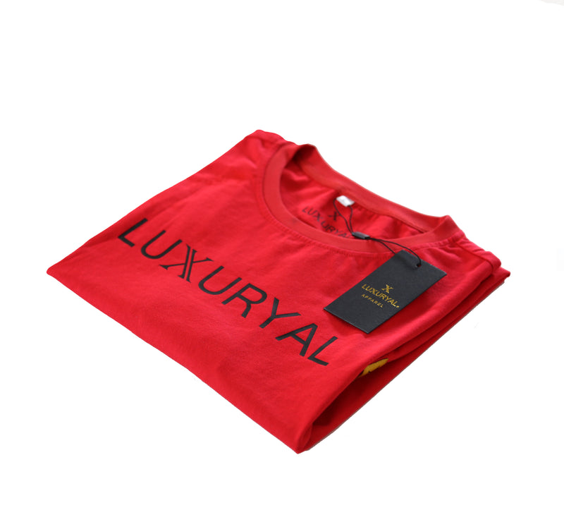 RED WITH BLACK LOGO LUXURIOUS T-SHIRT