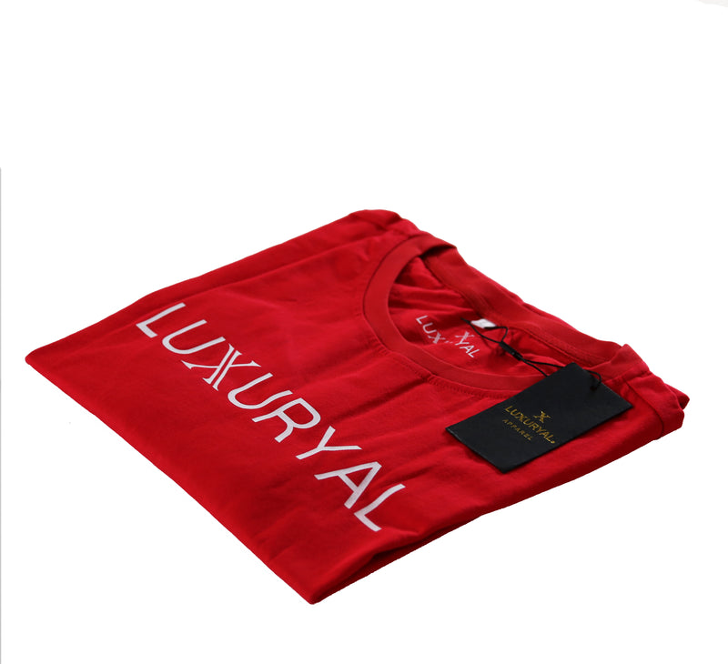 RED WITH WHITE LOGO LUXURIOUS T-SHIRT